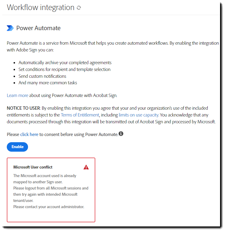 Enable and configure Adobe Acrobat Sign Workflow Automation integrated